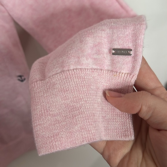 Tommy Hilfiger Light Pink Cardigan Navy Scattered Anchors print Size S - Picture 6 of 11